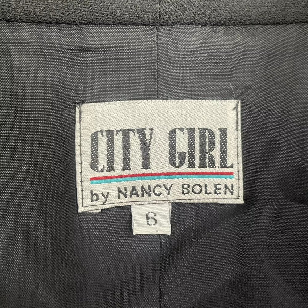 Vintage 90s City Girl Black Yellow Tweed Plaid Cropped Open Front Blazer Size 6 - Picture 10 of 10